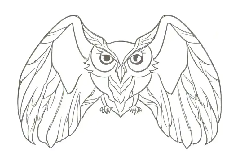 owl wings spread wide tattoo design idea