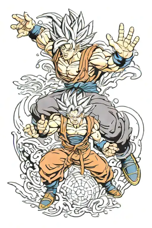 Goku fighting cell and freezer tattoo design idea