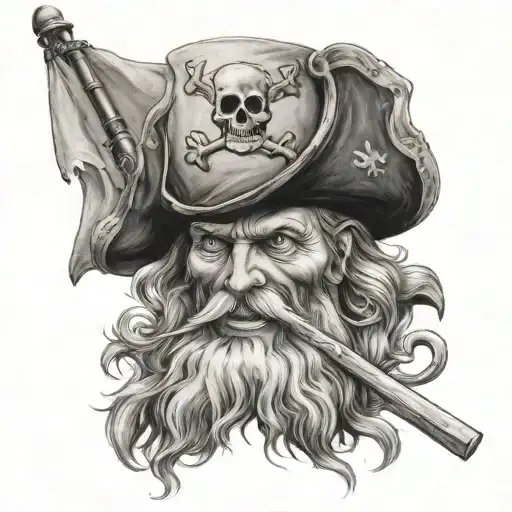 White Beard Pirate Flag tattoo design idea