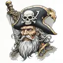 White Beard Pirate Flag tattoo design idea