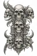 Totem pole of animal skulls representing dark periods tattoo design idea