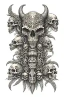 Totem pole of animal skulls representing dark periods tattoo design idea