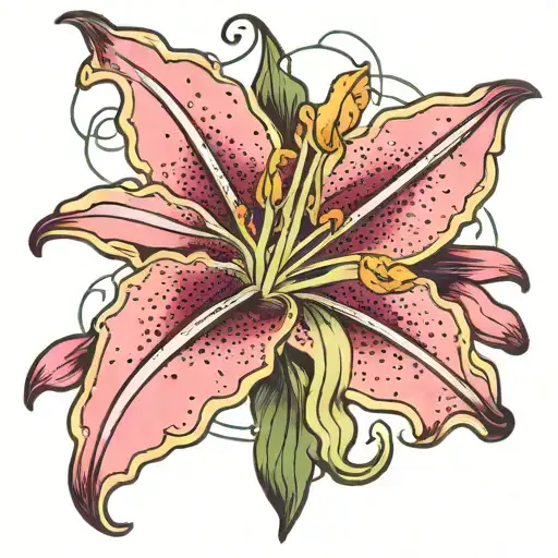 stargazer lily intertwined representing strength tarot card tattoo design idea