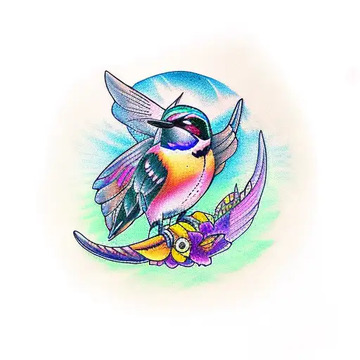 Colibrí maya tattoo design idea