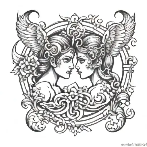 gemini zodiac sign tattoo design idea