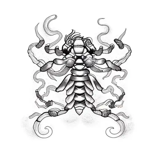 scorpio, sunset, M and J tattoo design idea