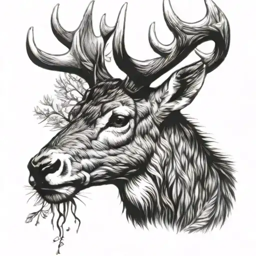 stag head tattoo design idea