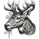 stag head tattoo design idea