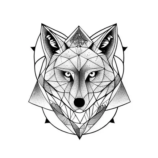 Moon with ocean and wolf tattoo design idea