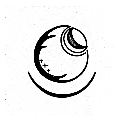 Moon with ocean tattoo design idea