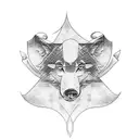 a tatoo involving an irish wolf , a thai elephant and an english lion with the intiials FF somewhere tattoo design idea