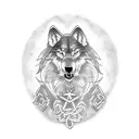 a tatoo involving an irish wolf , a thai elephant and an english lion with the intiials FF somewhere tattoo design idea