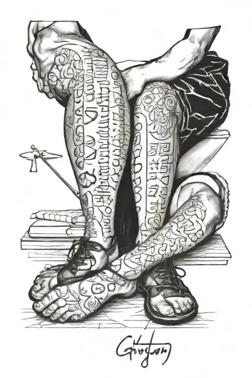 prostectic leg with grandma writing tattoo design idea