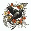 Crows feasting on a dead deer tattoo design idea