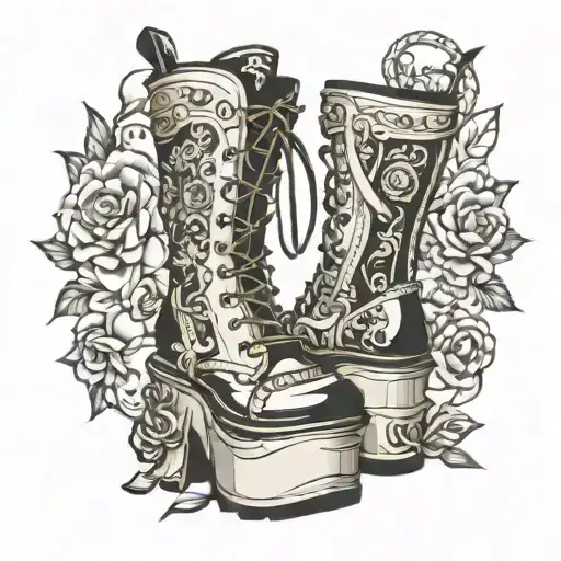 platform boots tattoo design idea