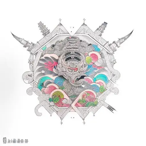 techno constelation tattoo design idea