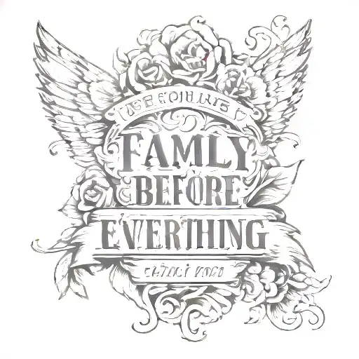 Family Before Everything text tattoo design idea