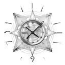 steampunk clocks and compasses tattoo design idea