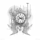 steampunk clocks tattoo design idea