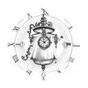 steampunk clocks tattoo design idea