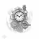 steampunk clocks tattoo design idea