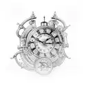 steampunk clocks tattoo design idea