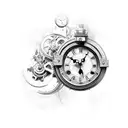 clock 3:30 steampunk tattoo design idea
