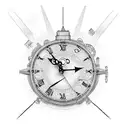 steampunk clocks tattoo design idea