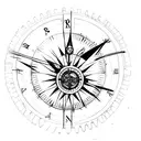 clocks, compass, and gears tattoo design idea