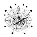 clocks, compass, and gears tattoo design idea