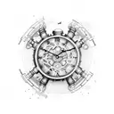 steampunk clocks tattoo design idea