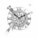 steampunk clock tattoo design idea
