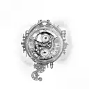 steampunk clocks tattoo design idea