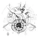 steampunk clock tattoo design idea