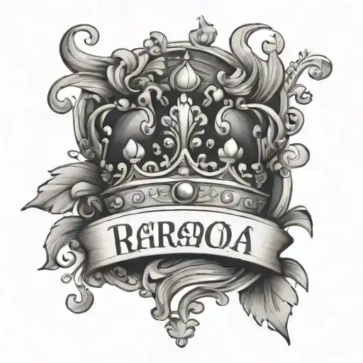 princess crown with name under  tattoo design idea