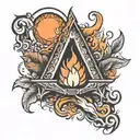 bonfire with orange sky  tattoo design idea
