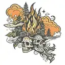 bonfire with orange sky  tattoo design idea
