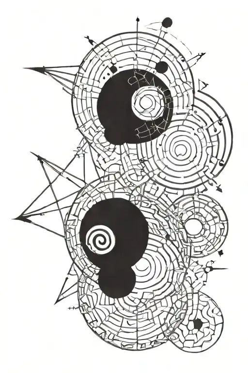 Minimalism, geometric, right hand. Three planets (Philip, Nikita and Timofei) spining around star named Olga tattoo design idea