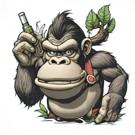 donkey Kong smoking blunt tattoo design idea
