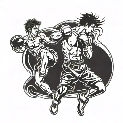 kickboxing kick position tattoo design idea