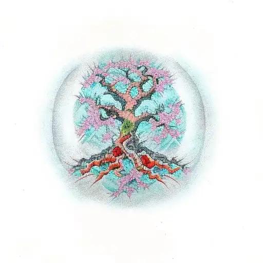 Japanese "Tree Of Life" Tattoo Idea BlackInk AI