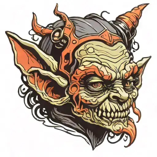 simple cute goblin girl head tattoo design idea