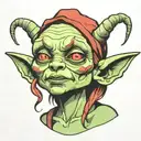 simple cute goblin girl head tattoo design idea