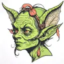 simple cute goblin girl head tattoo design idea