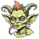 simple cute goblin girl head tattoo design idea