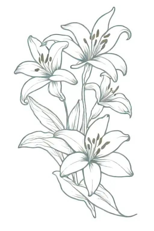 rare blue lily and heart tattoo design idea