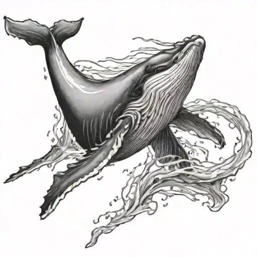 humpback whale damaged fin tattoo design idea