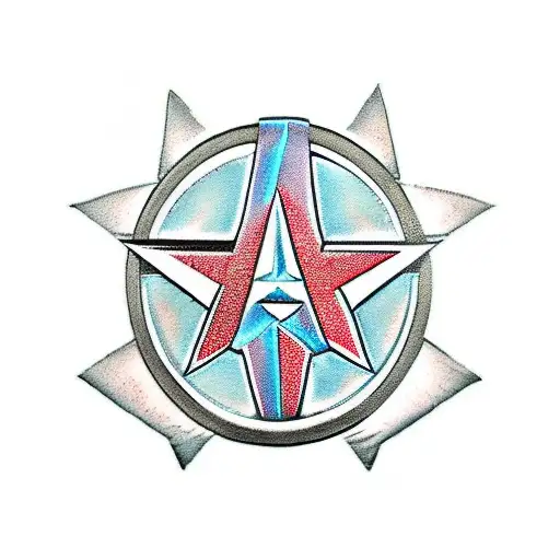 An clothing iron with the Marvel Avengers logo on it tattoo design idea