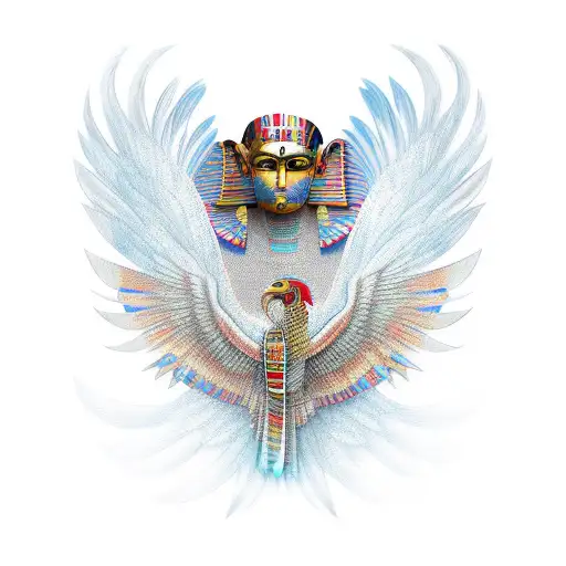 Egyptian phoenix wearing armour tattoo design idea