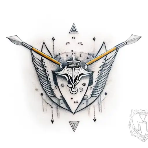 Valkyrie with semicolon under her eye and broken arrow in her hair tattoo design idea